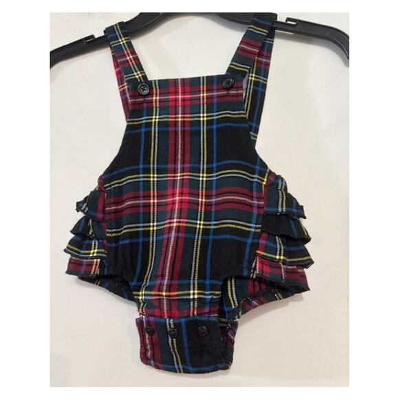 HARAJUKU MINI for Target Plaid Romper Overalls 12 Months Black Red White - Picture 1 of 6